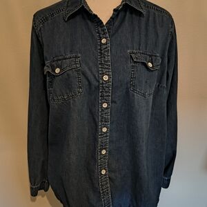 Torrid Dark Blue Denim Button-Down Shirt